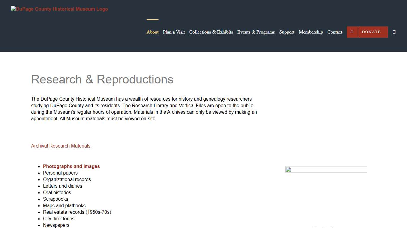 Research & Reproductions – DuPage County Historical Museum