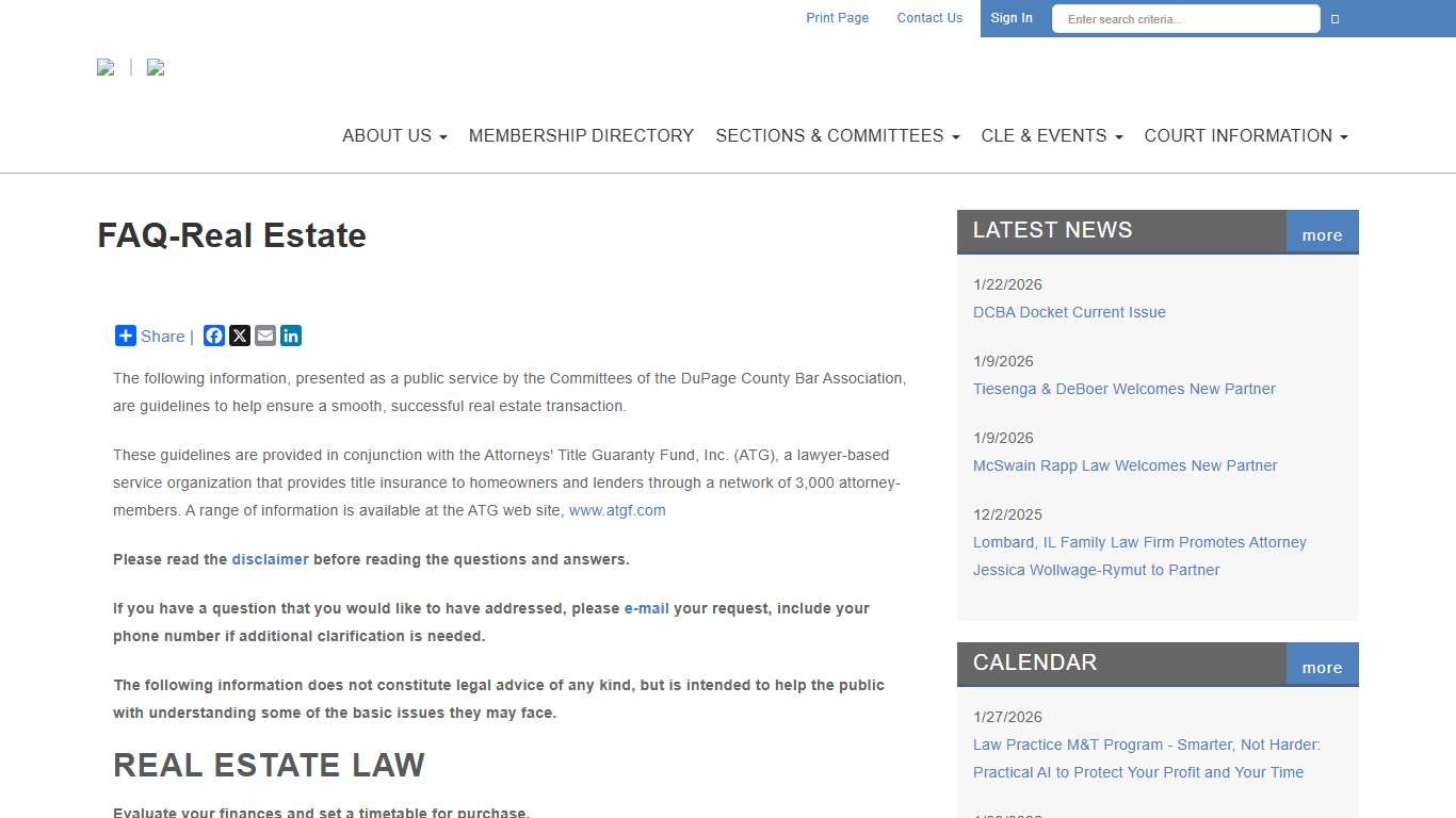 FAQ-Real Estate - DuPage County Bar Association