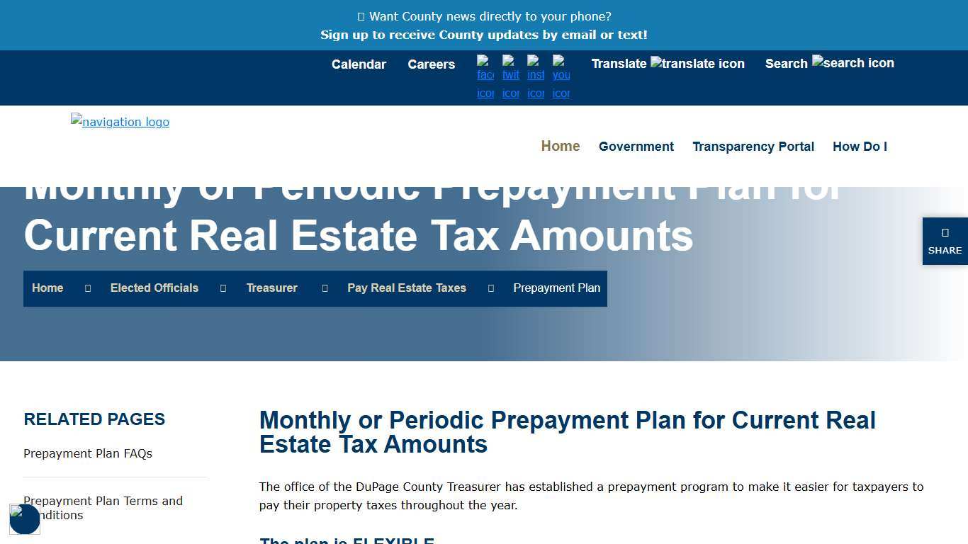 Monthly or Periodic Prepayment Plan for Current Real Estate Tax Amounts DuPage Co, IL